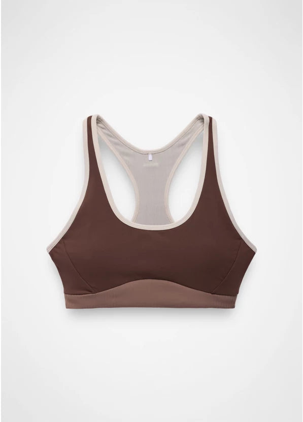 Prana Luxara Salutations Bra - Mocha Colorblock