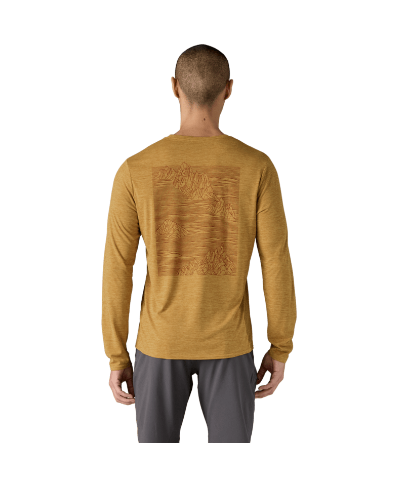Patagonia M's Long Sleeve Capilene Cool Daily Graphic Shirt - Strataspire / Beeswax Tan X-Dye