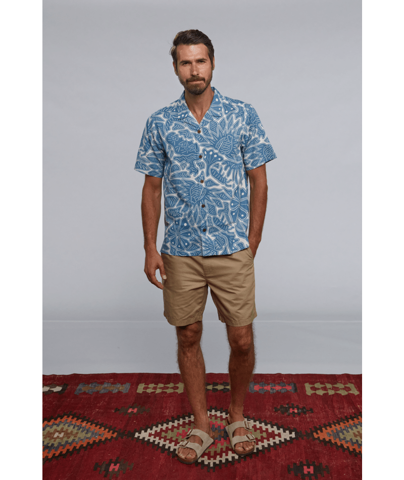 Patagonia M's Tidal Threads Camp Shirt - Bees and Flowers / Still Blue