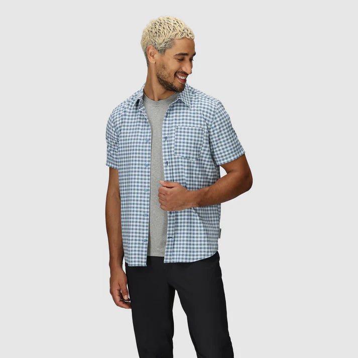 Outdoor Research Mens Blackbird Short Sleeve Shirt - Cenote Plaid