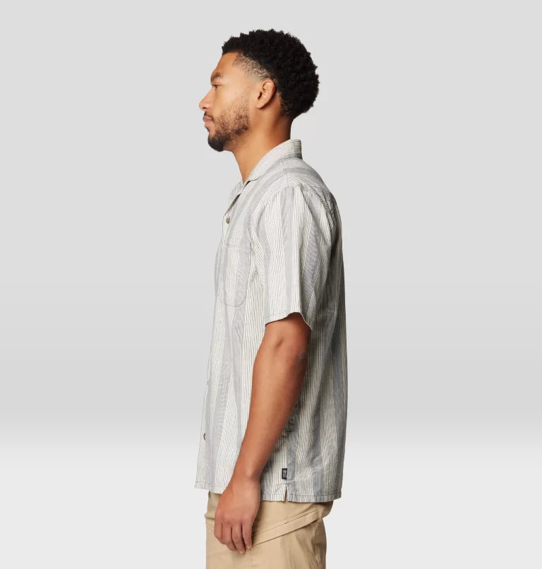 Mountain Hardwear Mens Cottonwood Camp Lite Short Sleeve Shirt - Moon Blue Strata Stripe