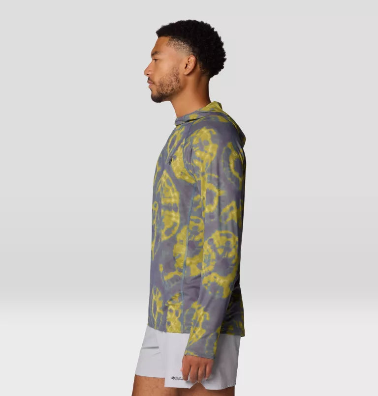 Mountain Hardwear Mens Crater Lake Long Sleeve Hoody - Adriatc Blue Spore Dye Print