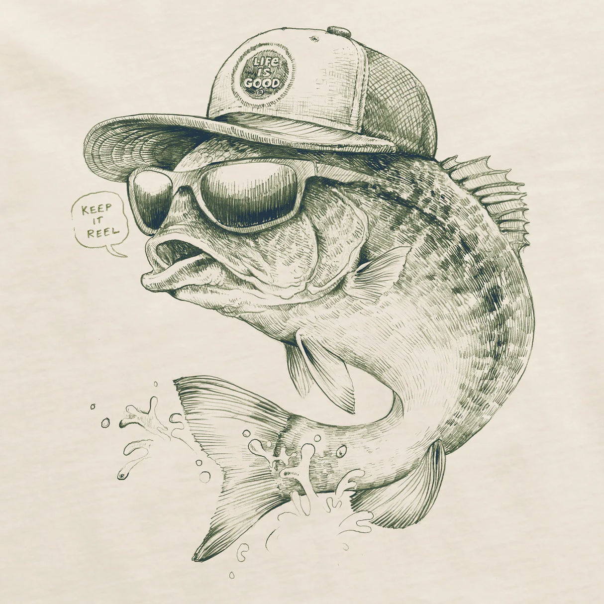 Life Is Good Mens Keep It Reel Short Sleeve Crusher Tee - Putty White