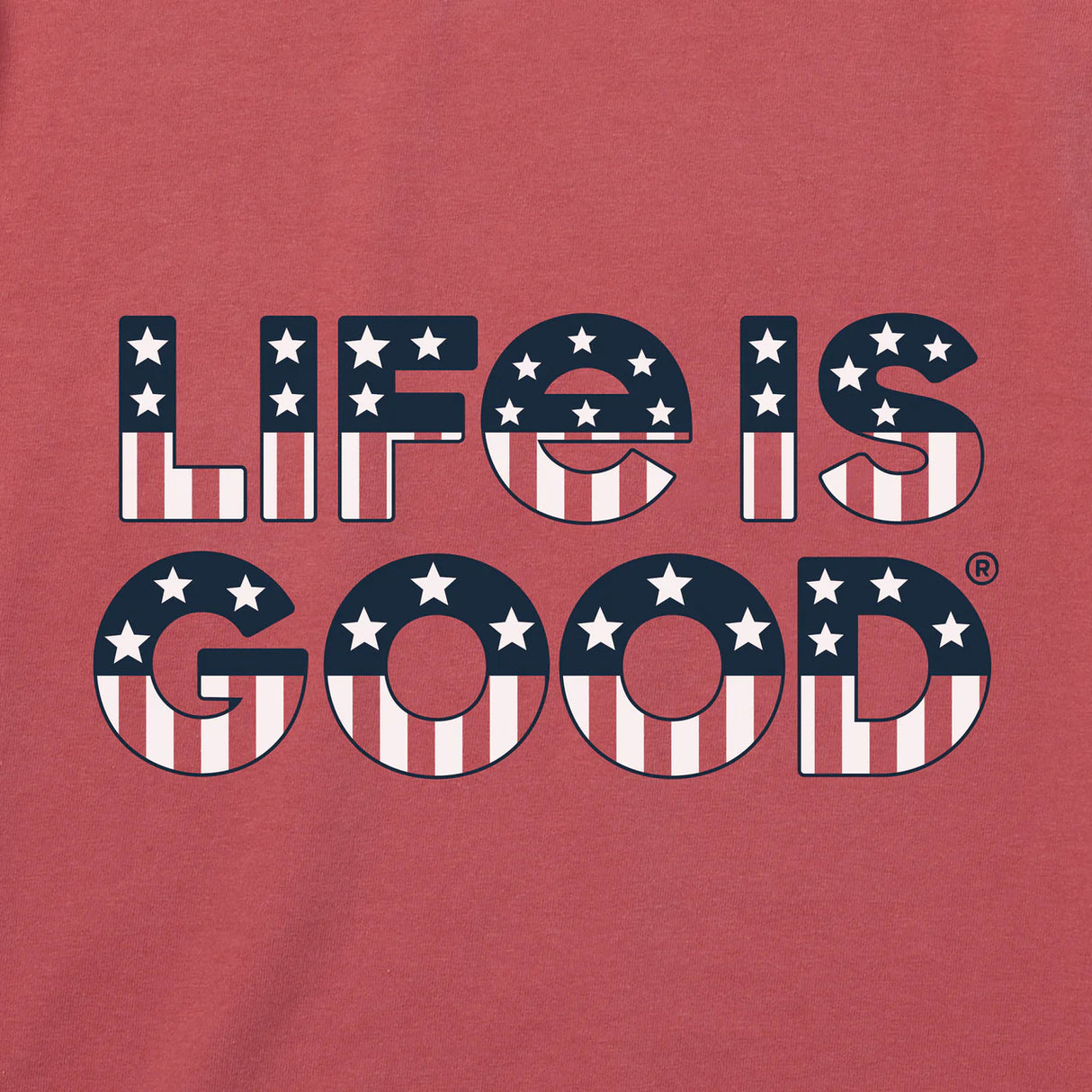Mens Life Is Good USA Short Sleeve Crusher-LITE Tee - Faded Red