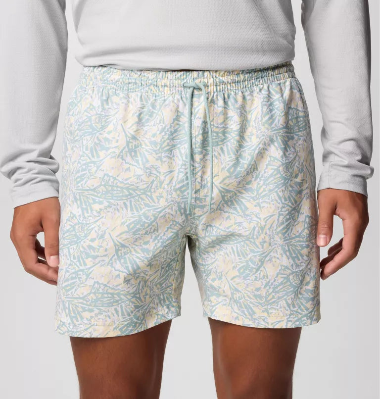 Columbia Mens PFG Rambler Printed Water Shorts - Lemon Wash Marlin Palms