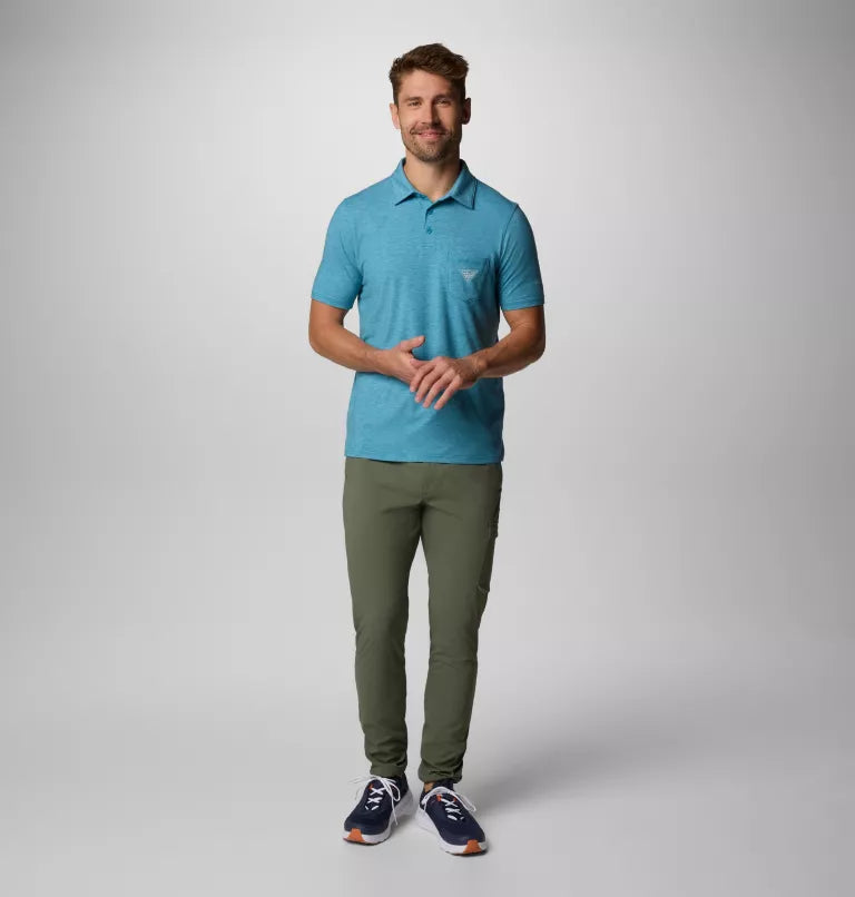 Columbia Mens PFG Uncharted Polo Shirt - Blue Echo Heather