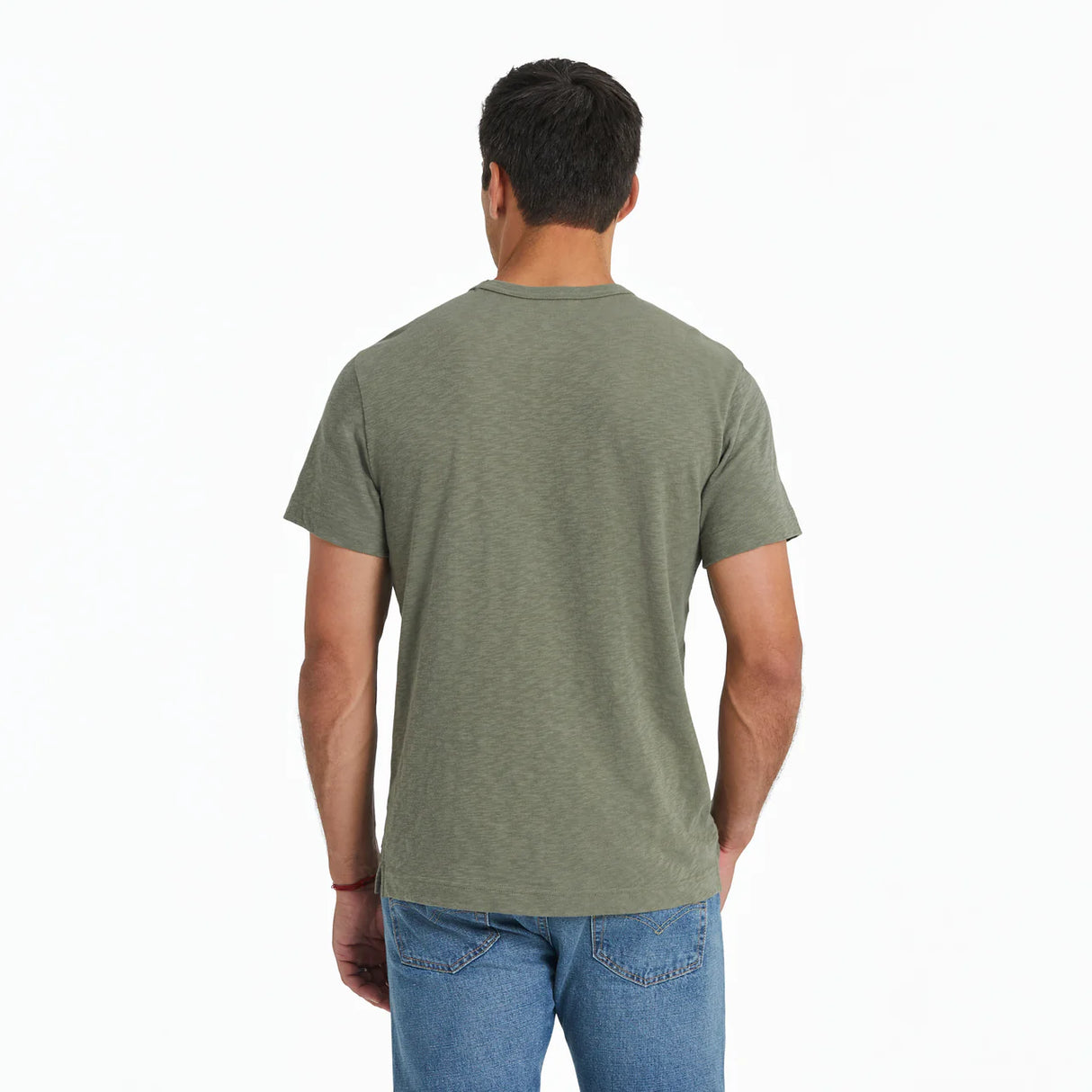 Life Is Good Mens Rural Linework Landscape Slim Fit Slub Tee - Moss Green
