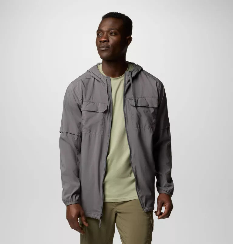 Columbia Mens Skien Valley Hooded Long Sleeve Shirt - City Grey