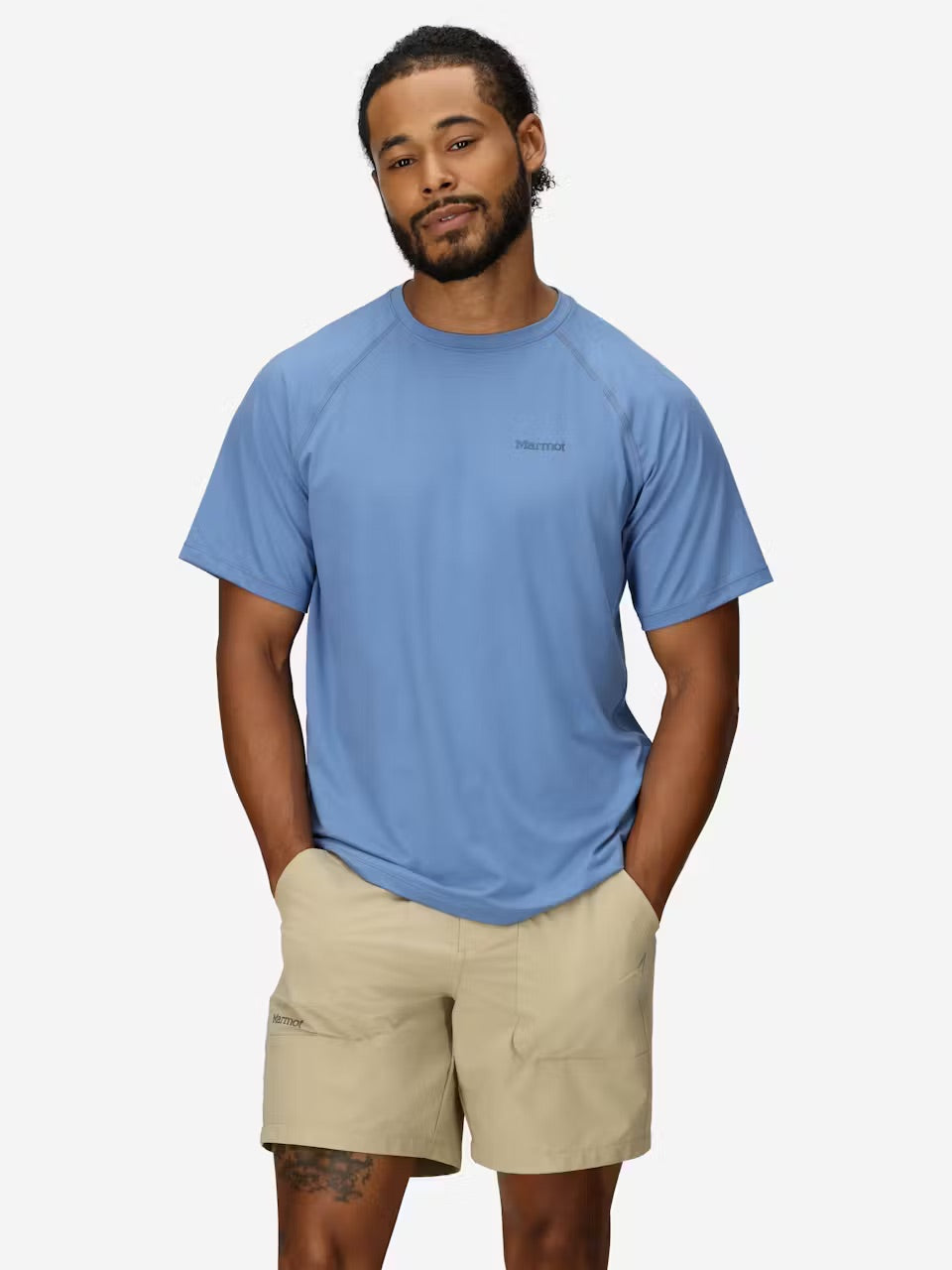 Marmot Mens Windridge Short Sleeve T-Shirt UPF 50 - Rain Cloud Blue Rain Cloud Blue