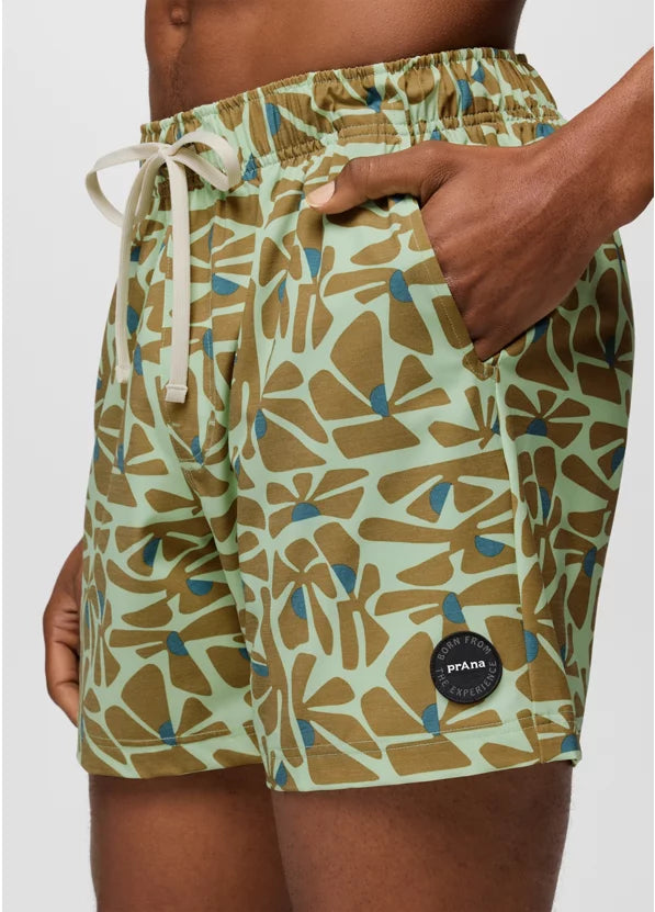 Prana Metric E-Waist Swim Short - Bio Mint Retro Bloom