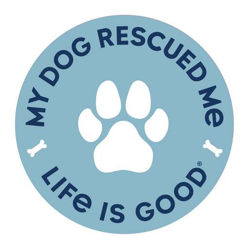 Life Is Good My Dog Rescued Me 4" Circle Sticker Beach blue