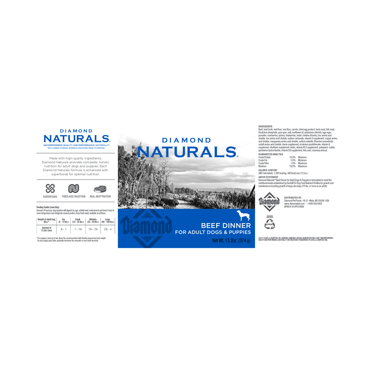 Diamond Pet Foods Naturals Beef Dinner Wet Dog Food Can - 13oz.