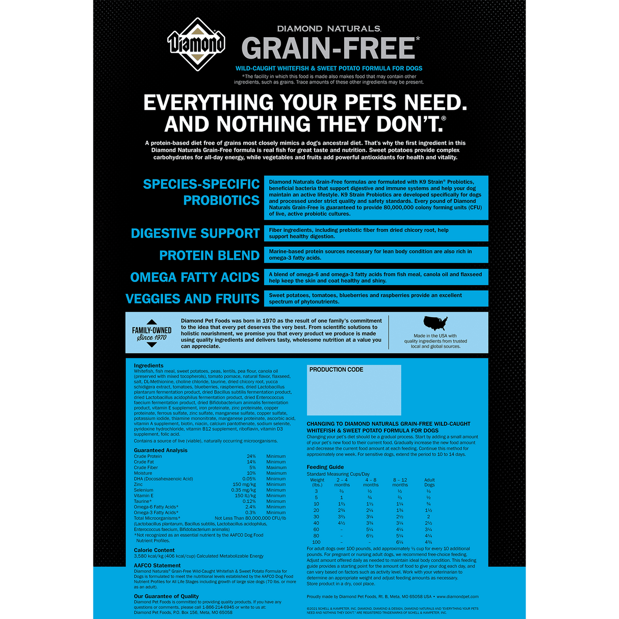 Diamond Pet Foods Naturals Grain Free Wild-Caught Whitefish & Sweet Potato Formula Dog Food - 28lb.