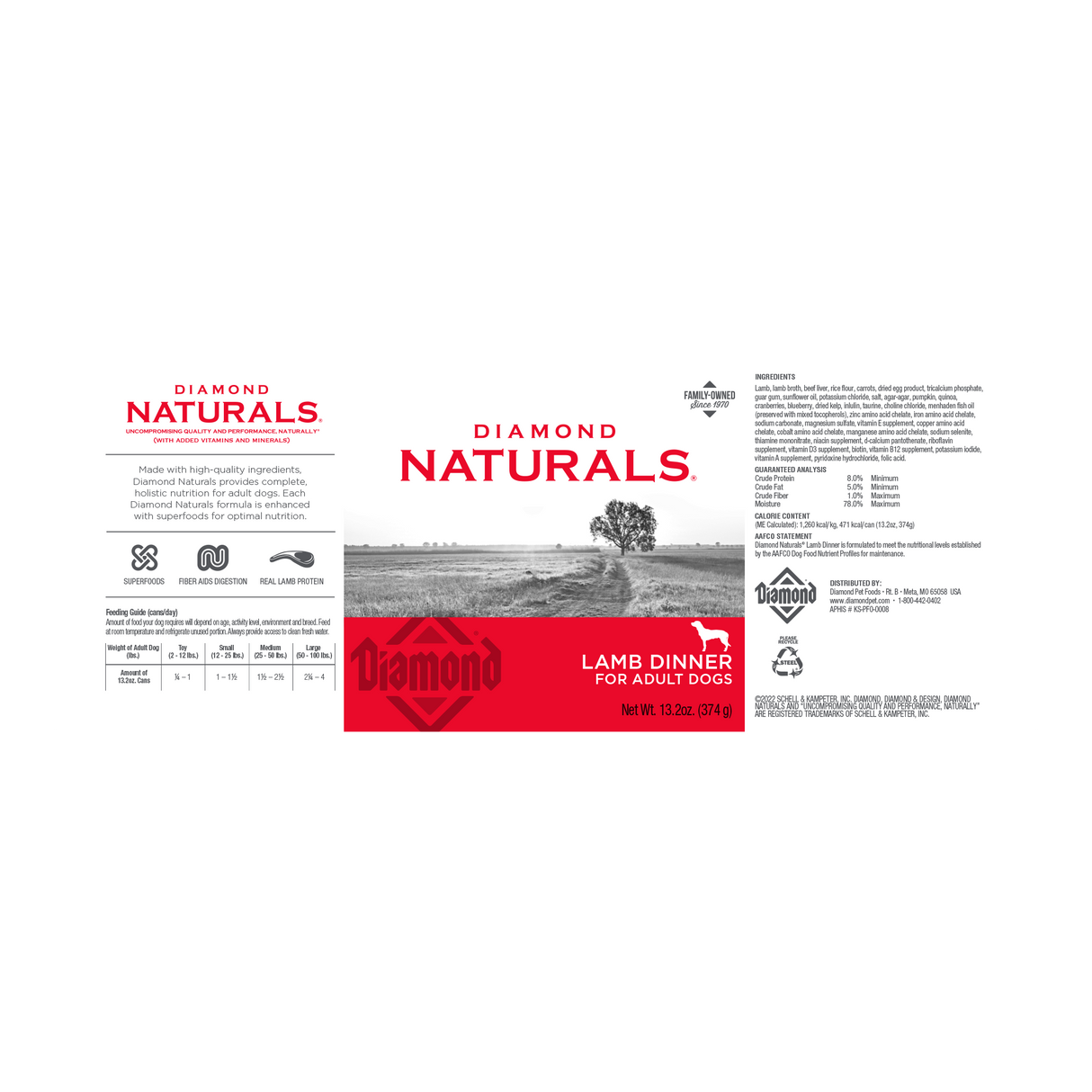 Diamond Pet Foods Naturals Lamb Dinner Wet Dog Food Can - 13oz.