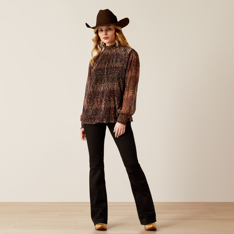 Ariat Plume Pleated Shirt - Leopard Mesh