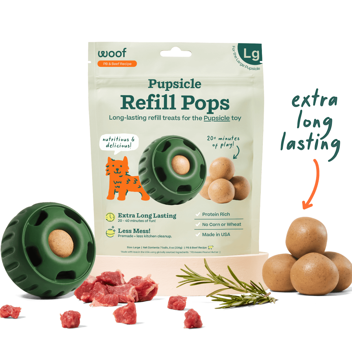 Woof Pet Refill Pupsicle Pops - Beef - Small Beef & Peanut Butter / / 10CT