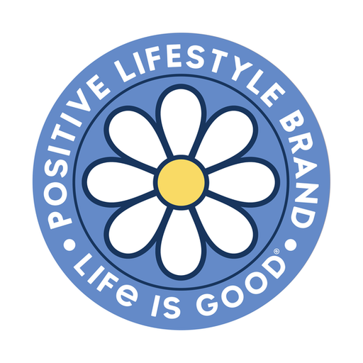 Life Is Good Positive Lifestyle Daisy 4" Circle Sticker Cornflower blue