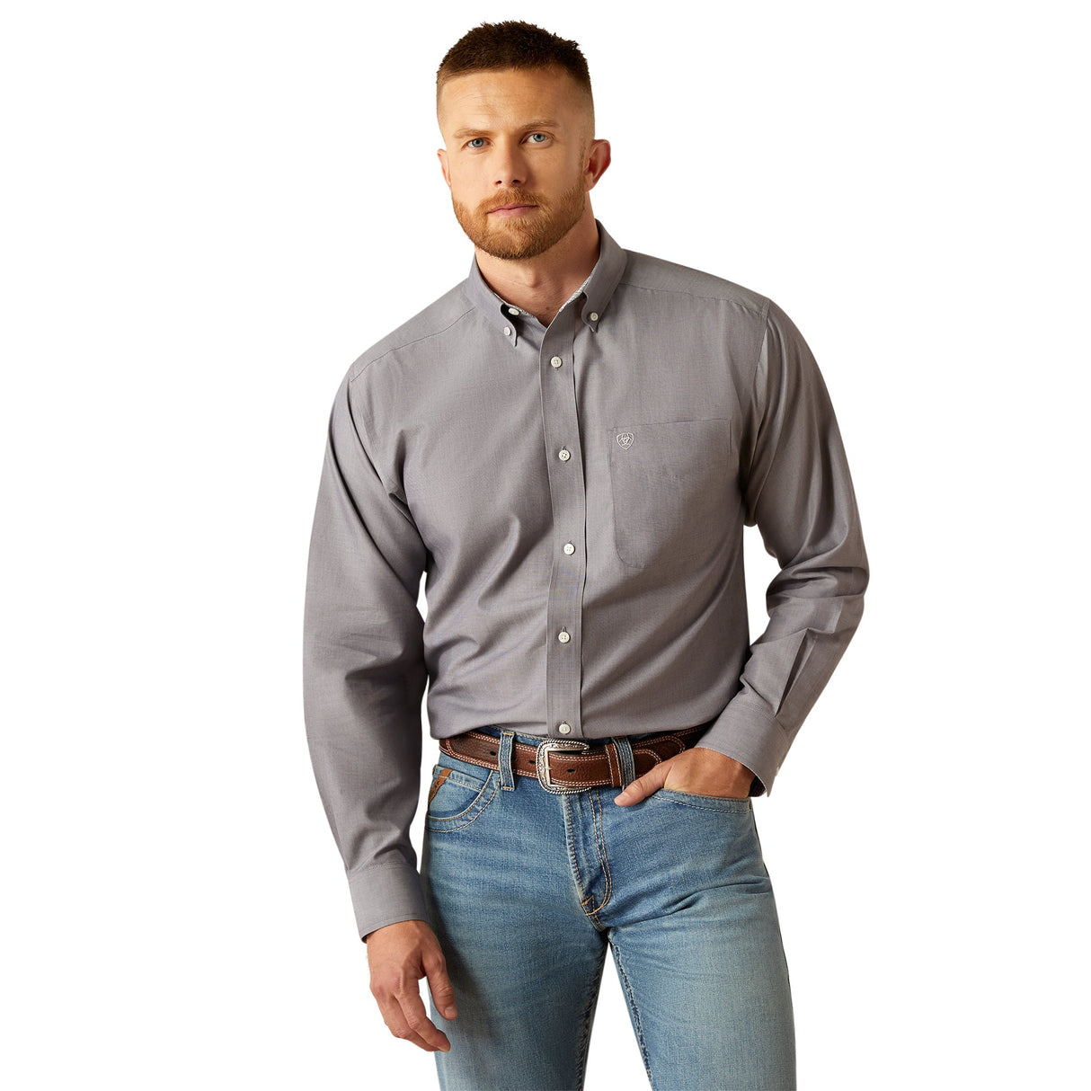10058804 Mns Wf Solid Shirt - Grey Grey