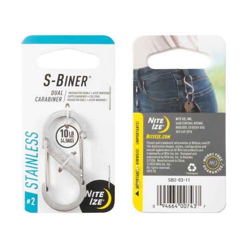 Nite Ize S-biner Stainless Steel Dual Carabiner #2 Black/ss