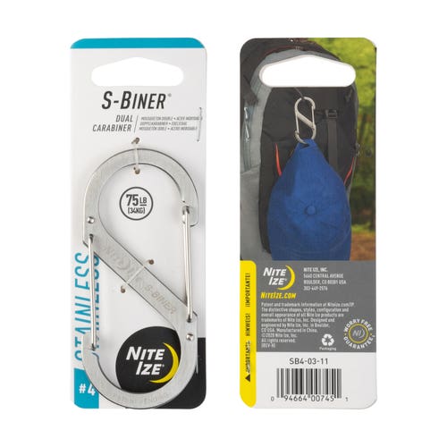 Nite Ize S-biner Stainless Steel Dual Carabiner #4 Black/ss