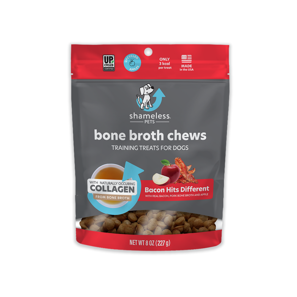 Shameless Pet Bacon Hits Different Bone Broth Pet Chews Bacon, Bone Broth & Apple