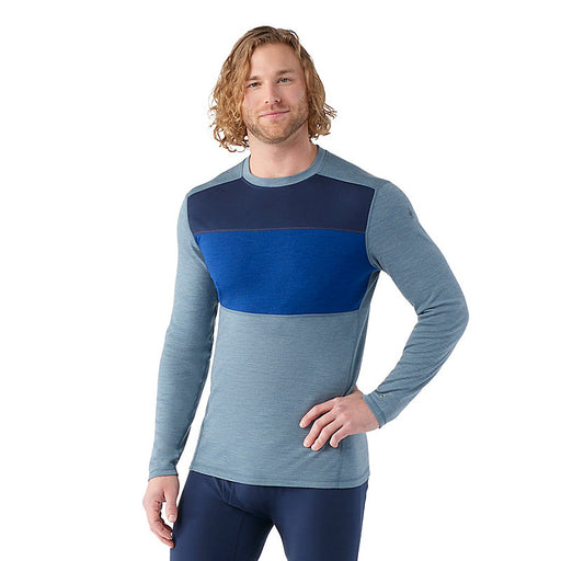 Smartwool Men's Classic Thermal Merino Base Layer Colorblock Crew Pewter blue heather
