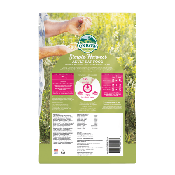 Oxbow Animal Health Simple Harvest Adult Rat Food - 3lb.