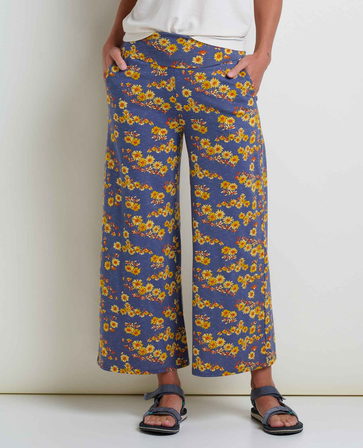 Toad & Co Chaka Wide Leg Pant - Blue Shadow Daisy Print Blue Shadow Daisy Print