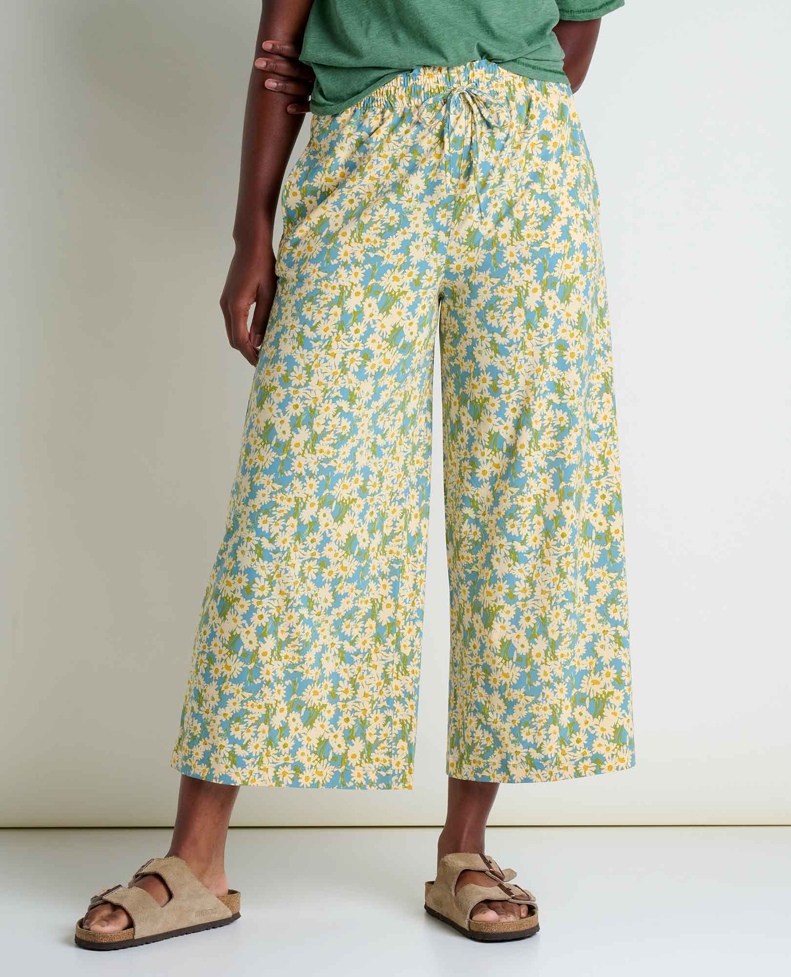 Sunkissed Wide Leg Pant - Glacier Daisy Field Print