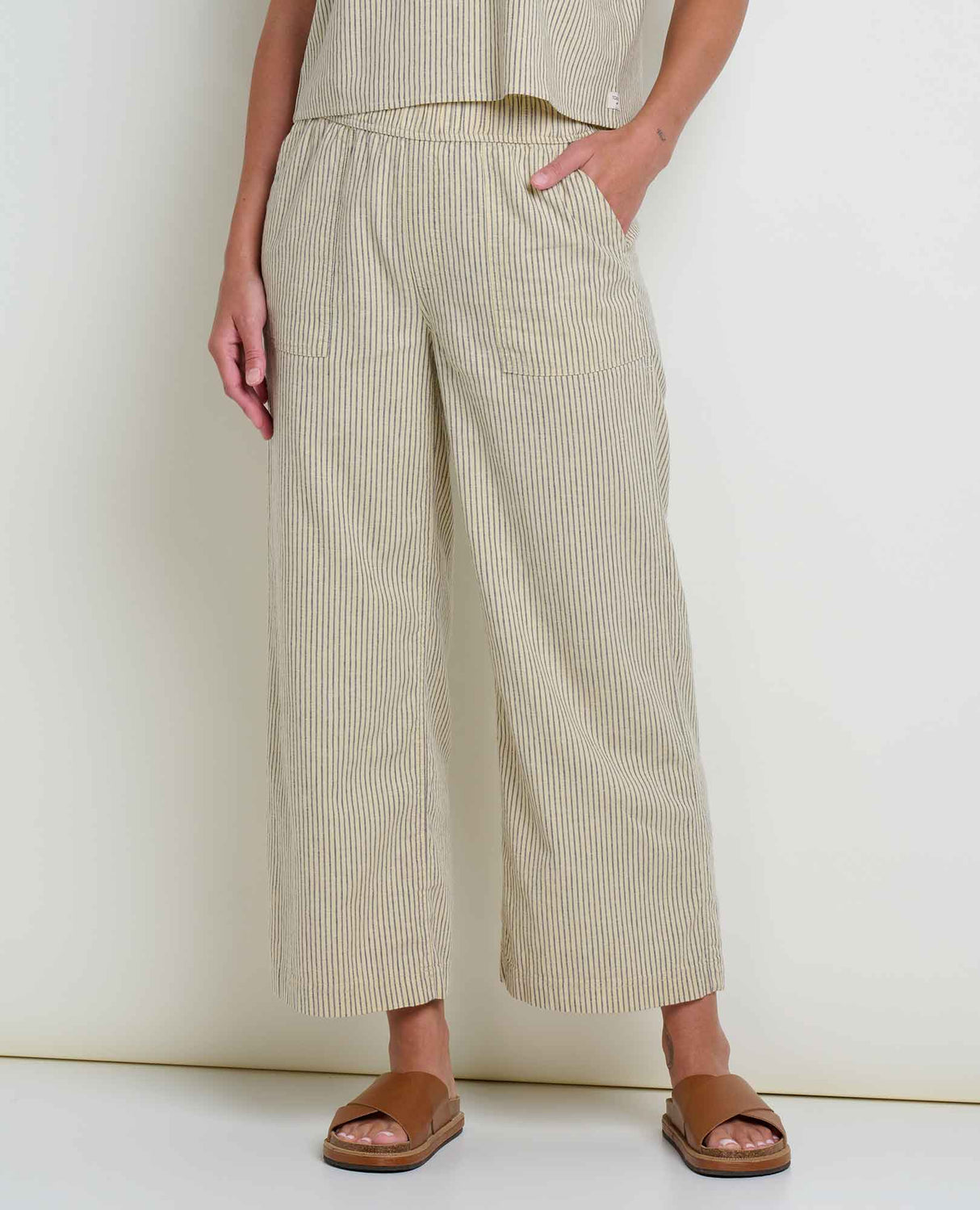 Toad & Co Taj Hemp Wide Leg Pant - Barley Railroad Stripe Barley Railroad Stripe