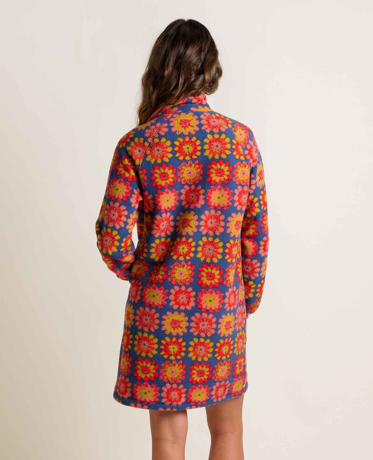 Toad Co. Womens Campo Fleece 1/4 Snap Dress Kyanite floral print