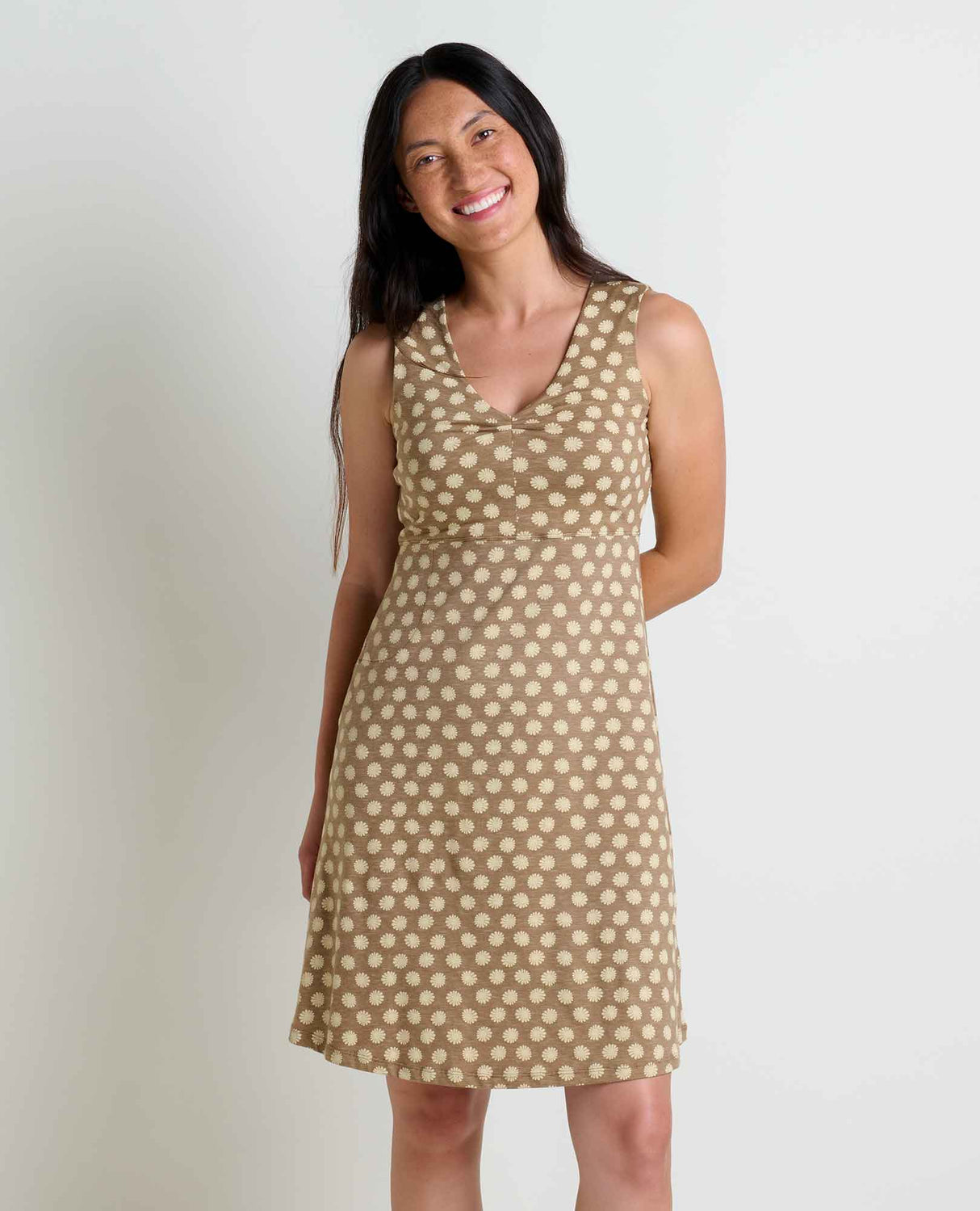 Toad & Co Rosemarie Sleeveless Dress - Honey Brown Floral Print Honey Brown Floral Print