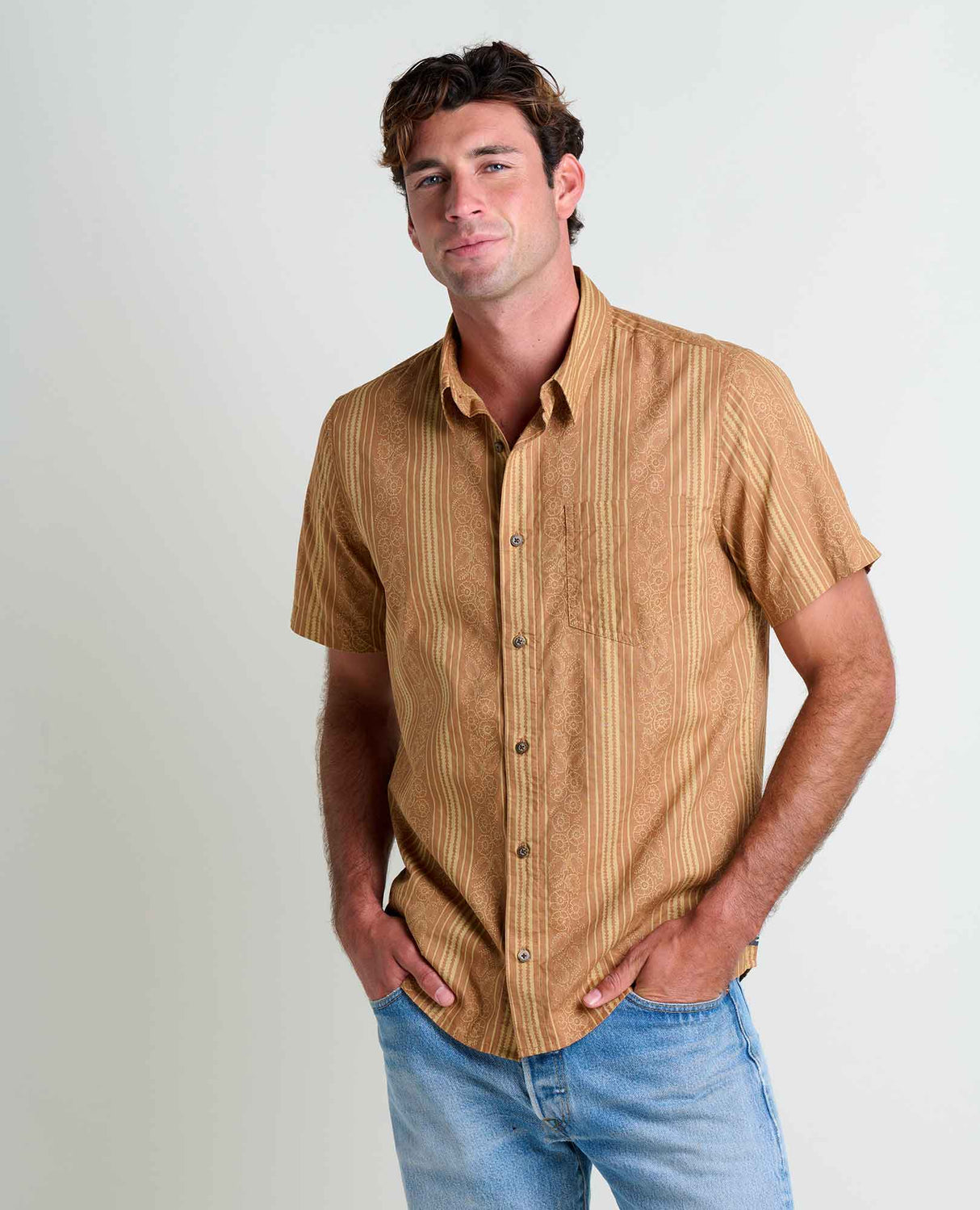 Toad & Co Fletch Short Sleeve Shirt - Tabac Vertical Print Tabac Vertical Print