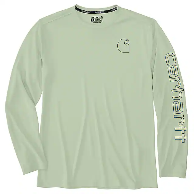 Carhartt Men's Force Sun Defender Lightweight Long-Sleeve Logo Graphic T-Shirt Tender Greens / / REG