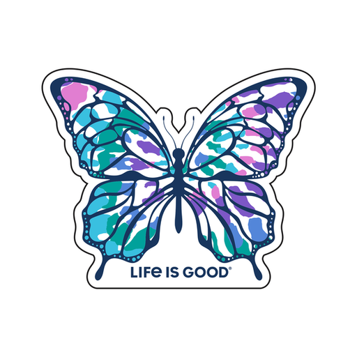 Life Is Good Tie Dye Butterfly Small Die Cut Decal Cloud white