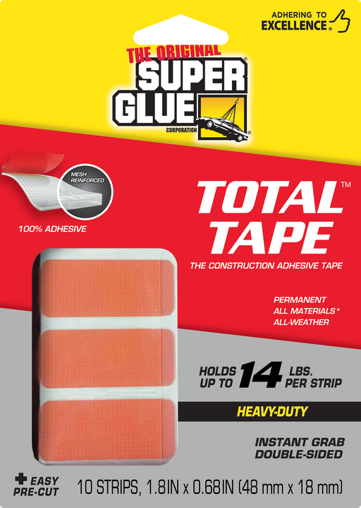 Super Glue Total Tape Strips - 10 Pack Clear