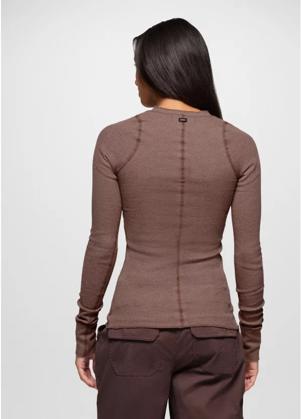 Prana Touchstone Henley Long Sleeve - Carob Heather