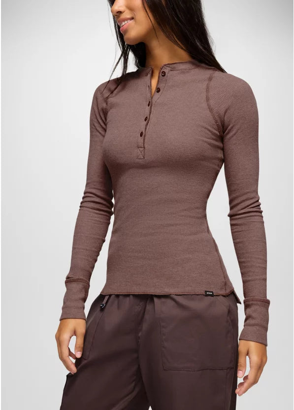 Prana Touchstone Henley Long Sleeve - Carob Heather