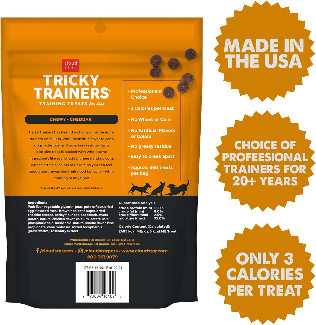 Cloudstar Tricky Trainers Soft & Chewy Dog Treats with Cheddar - 5oz & 14oz