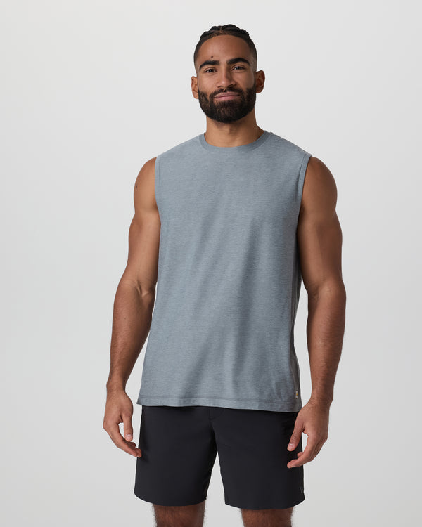 Vuori Strato Muscle Tee - Dusty Blue Heather Dusty Blue Heather
