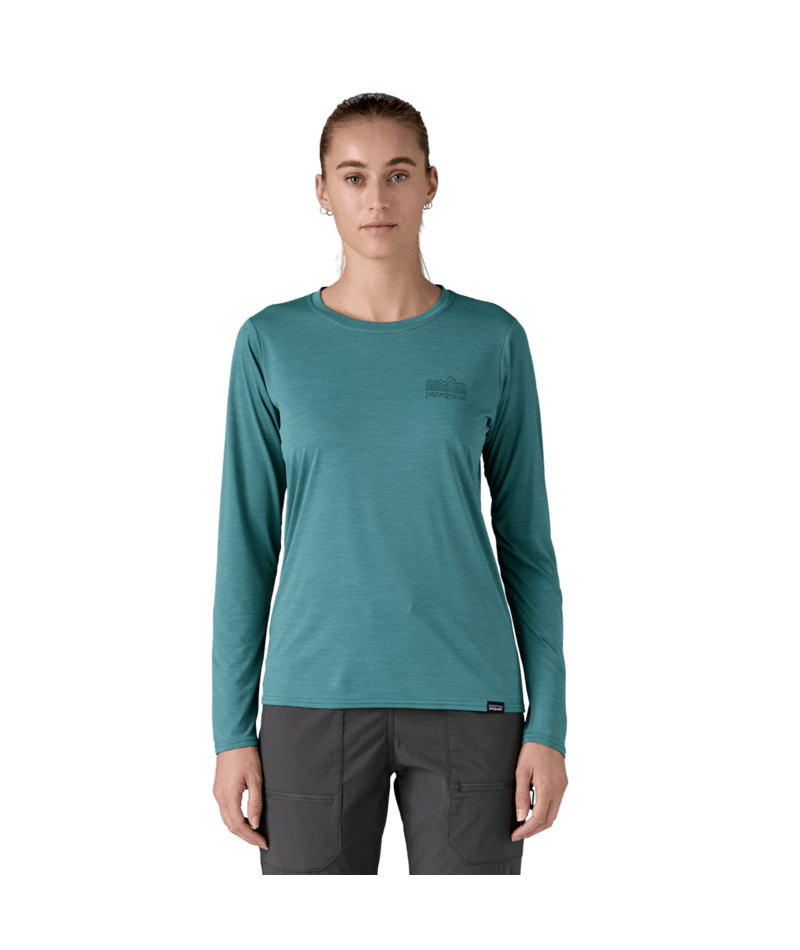 Patagonia W's Long Sleeve Capilene Cool Daily Graphic Shirt - Strataspire / Wetland Blue X-Dye