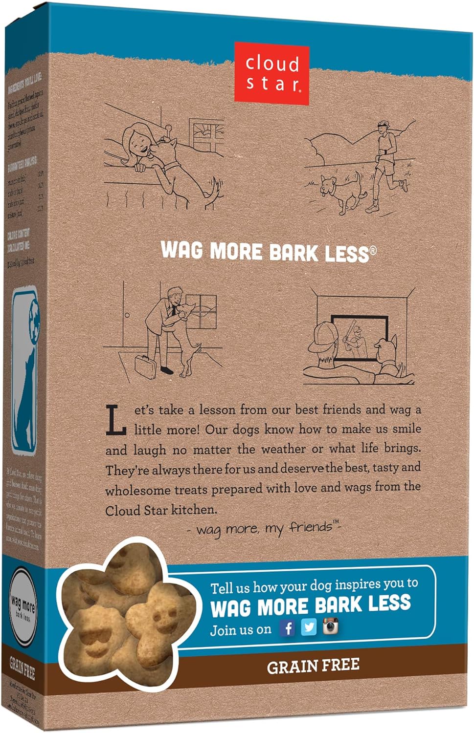 Cloudstar Wag More Bark Less Grain Free Itty Bitty Dog Biscuits (Smooth Aged Cheddar) - 7oz