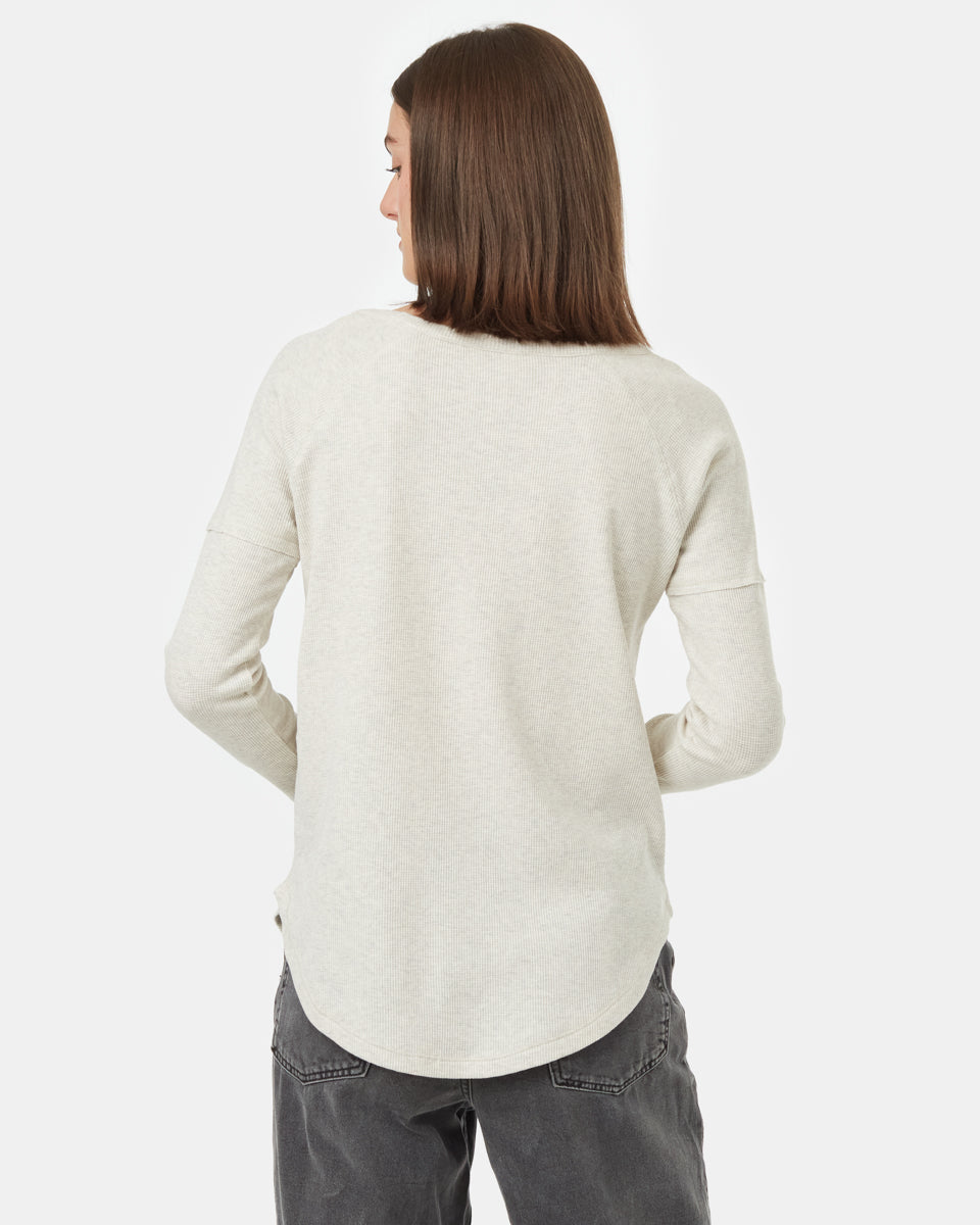 Tentree Women's TreeWaffle Crew Long-Sleeve - Vintage White Heather Vintage White Heather