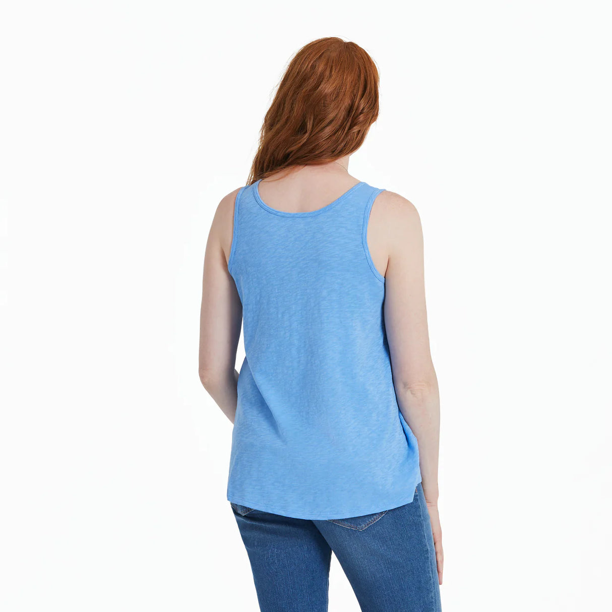 Life Is Good Womens America The Beautiful Daisy Textured Slub Tank - Cornflower Blue