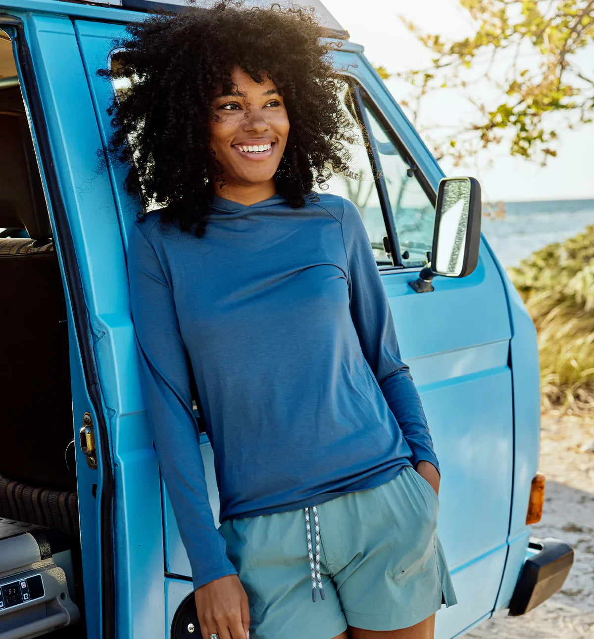 Free Fly Apparel Womens Bamboo Shade Hoodie II - Slate Blue