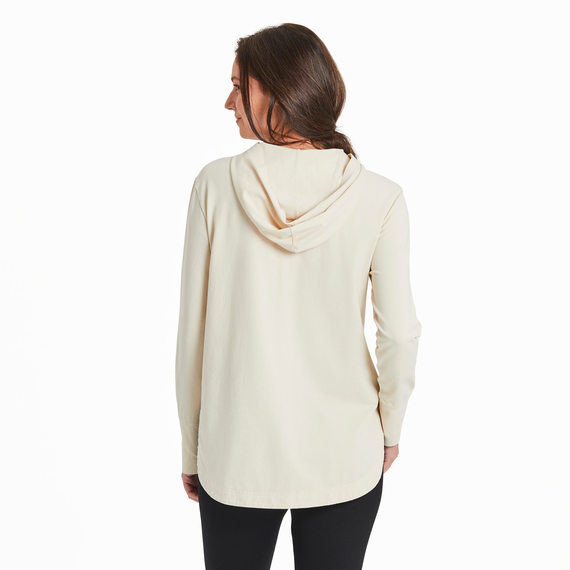 Life Is Good Women's Breathe Forest Crusher-FLEX Hoodie Tunic - Putty White