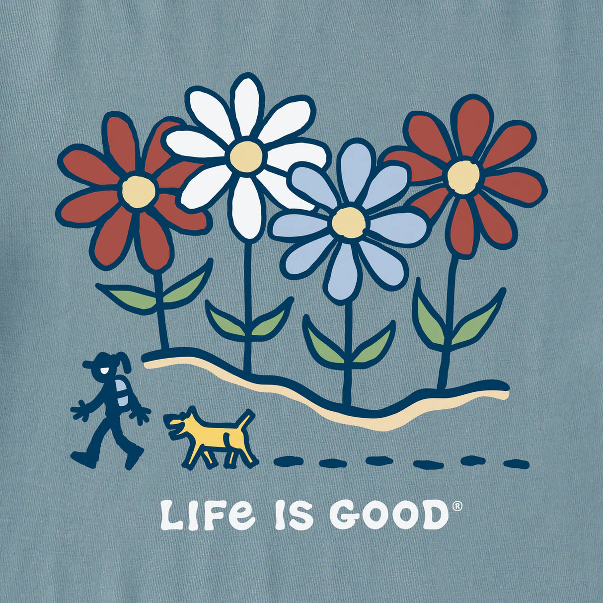 Life Is Good Womens Daisy Hike Short Sleeve Crusher Tee - Smoky Blue
