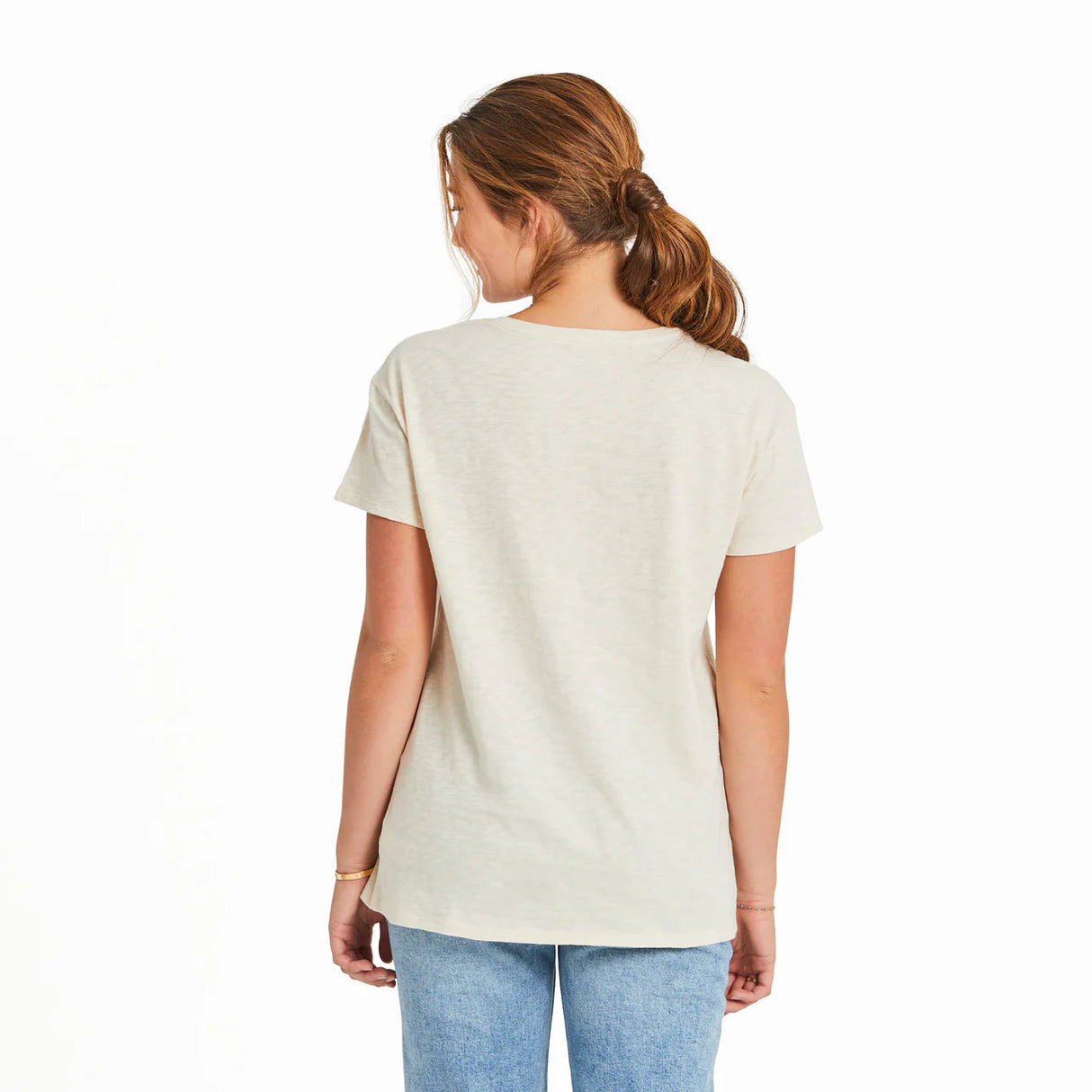 Life Is Good Womens Floral Bee Mandala Easy Fit Slub Tee - Putty White