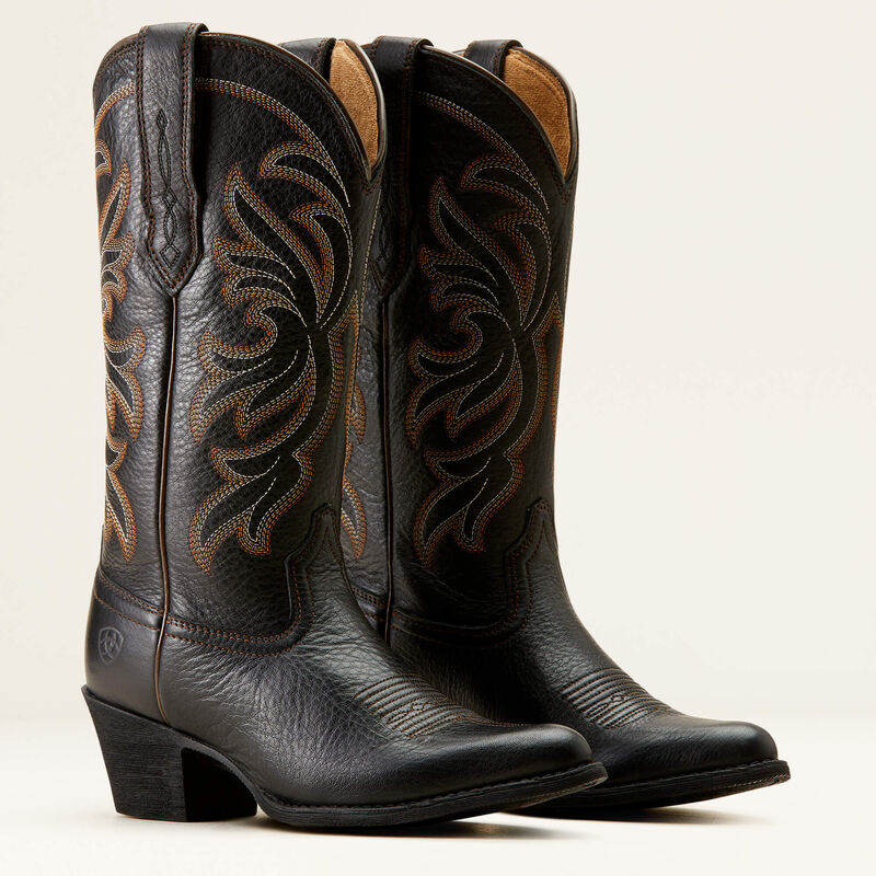 Ariat Women's Heritage J Toe Stretchfit Western Boot - Black Deertan