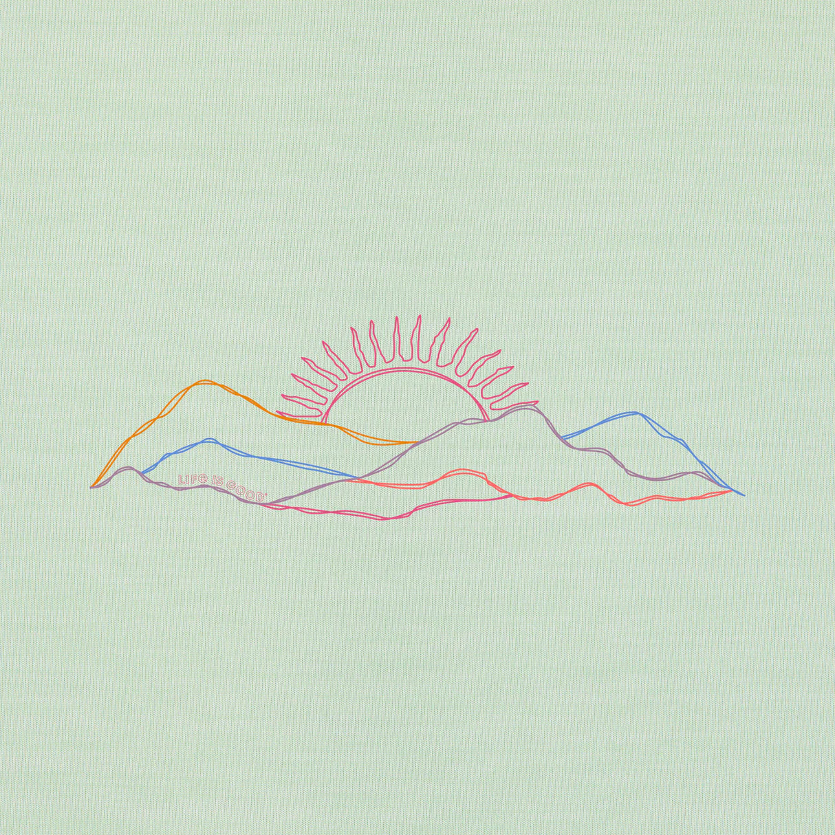 Life Is Good Womens Mountain Sun Scene Long Sleeve Sun Crusher Tee - Sage Green